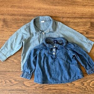 18-24 mo Denim Shirts Set - Light Blue and Dark Blue